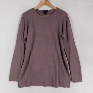 Vintage Express Tunic Sweater Womens Large Dusty Purple Side Slits Casual 90s